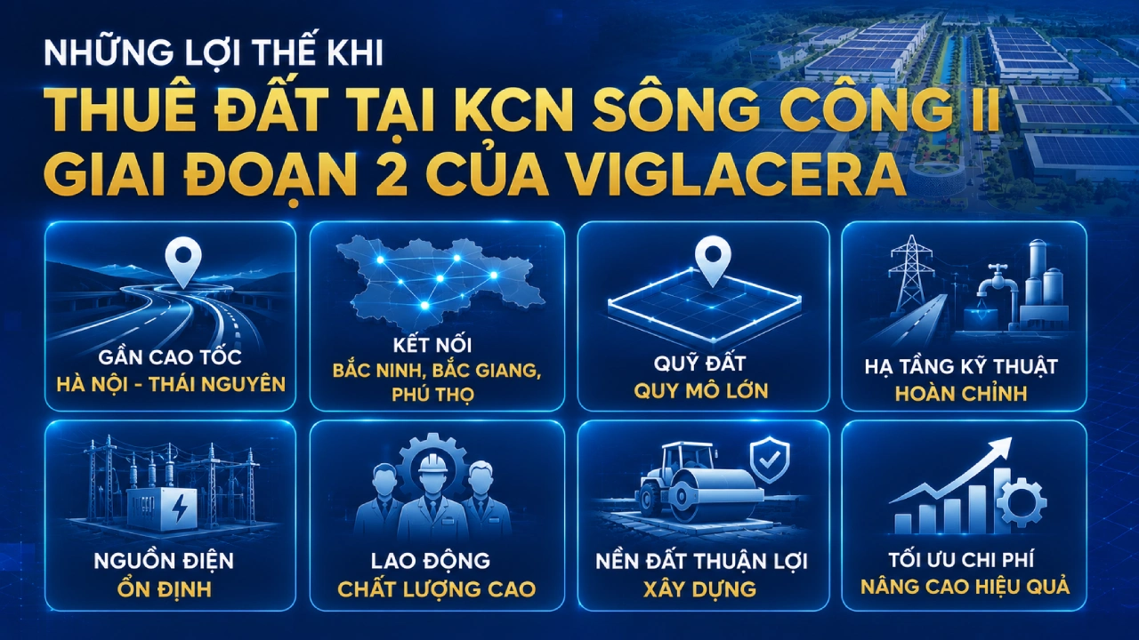 Những lợi thế khi thuê đất tại KCN Sông Công II Giai đoạn 2của Viglacera