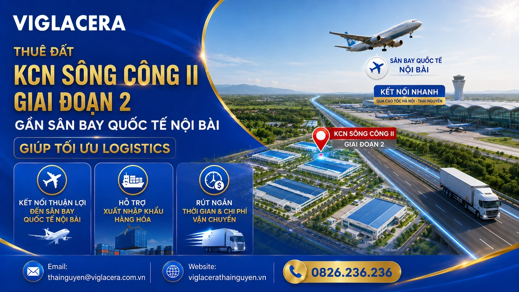 Thuê đất KCN Sông Công II Giai đoạn 2 gần Sân bay Quốc tế Nội Bài giúp tố