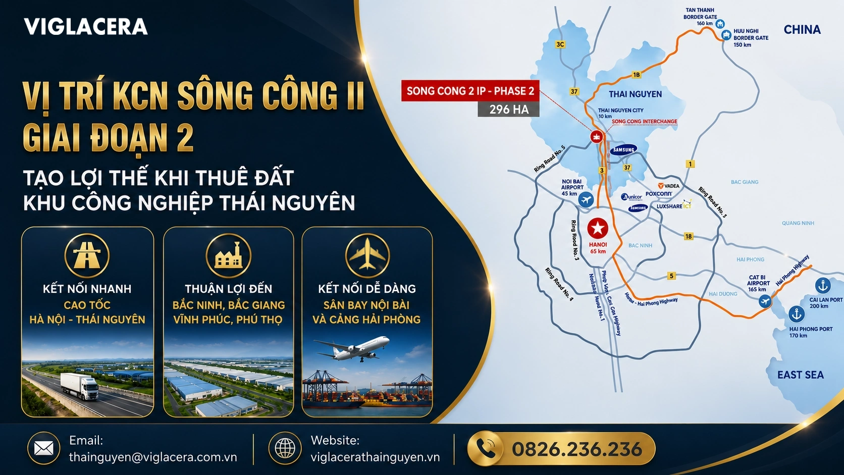 Vị trí KCN Sông Công II Giai đoạn 2 tạo lợi thế khi thuê đất khu công nghiệp Thái Nguyên